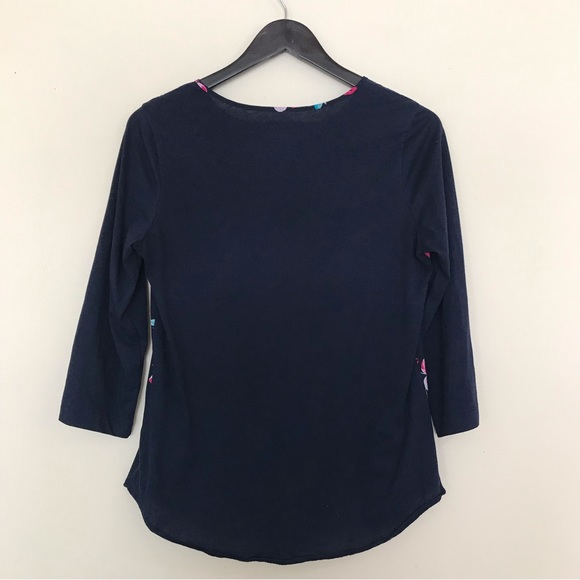 Van Heusen Navy Blue Floral Top | Feminine Lace Neck - Picture 5 of 8
